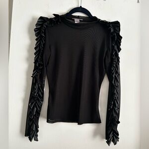 Jasmine Black Ruffle Sleeve Blouse